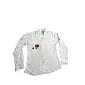 White Sierra Women Medium Long Sleeve White Shirt Hot Air Balloon Hiking Outdoor